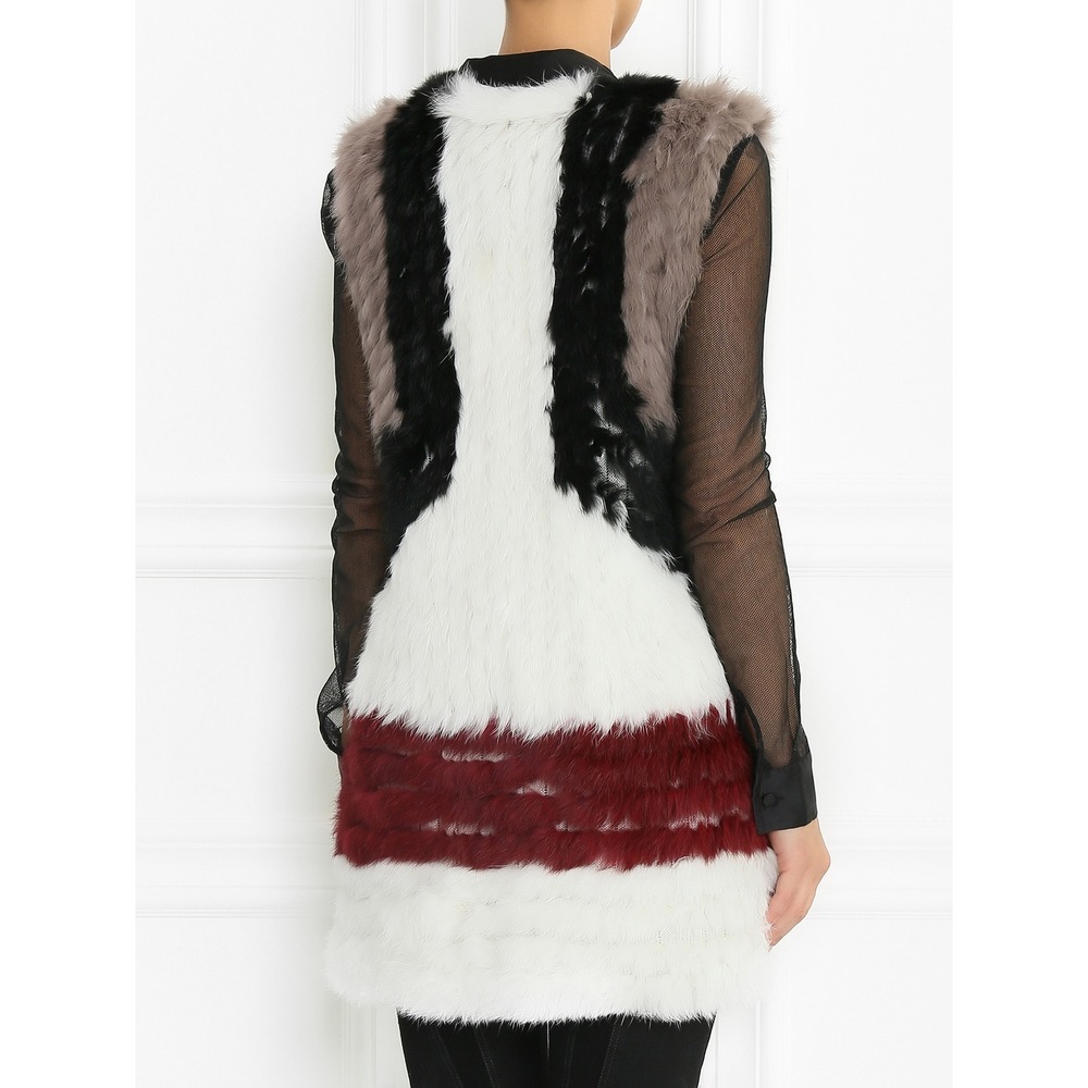 NEW ELLIATT Multicolor Rabbit Fur Colorblock Vest Size Small - Picture 3 of 13